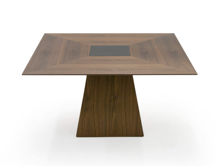Cora- Modern Walnut and Black Tempered Glass Dining Table