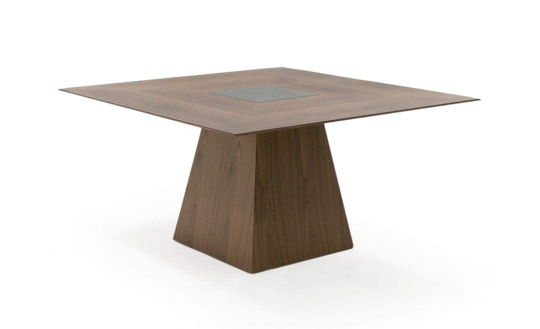 Cora- Modern Walnut and Black Tempered Glass Dining Table