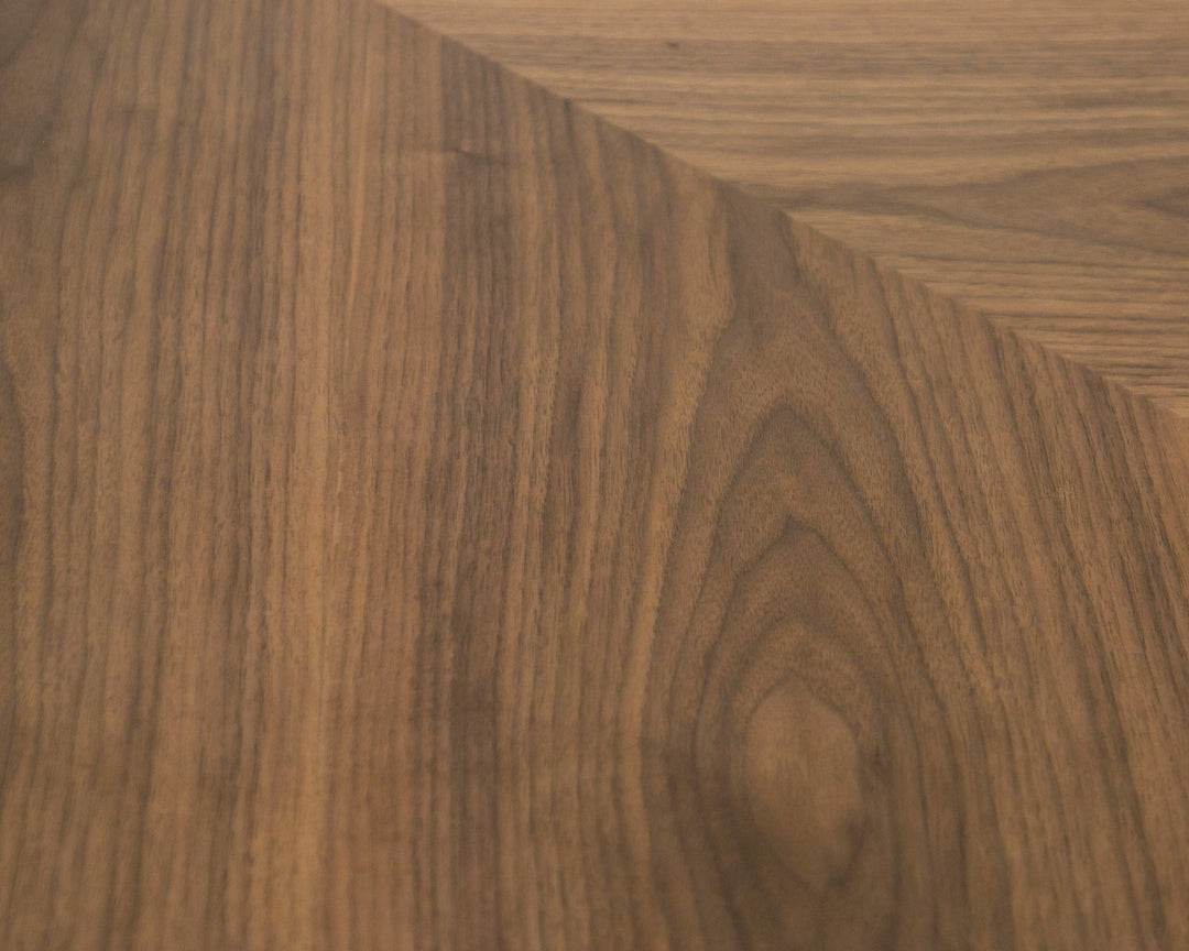 Cora- Modern Walnut and Black Tempered Glass Dining Table