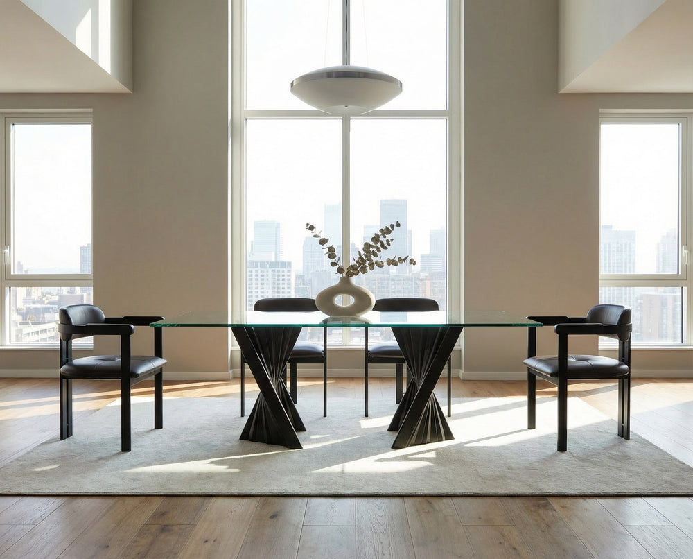 Corbin Mid-Century Black Ash & Glass Dining Table - View 3