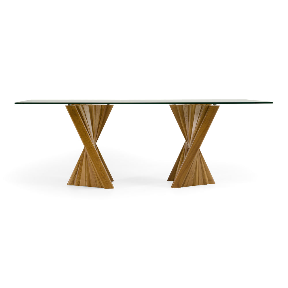 Corbin Mid-Century Walnut  and  Glass Dining Table