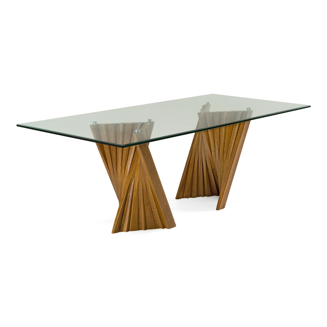 Corbin Mid-Century Walnut & Glass Dining Table