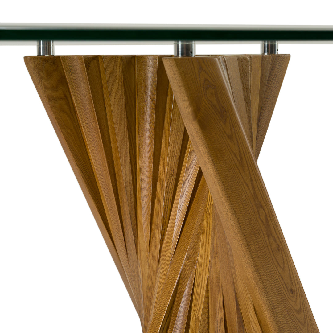 Corbin Mid-Century Walnut & Glass Dining Table
