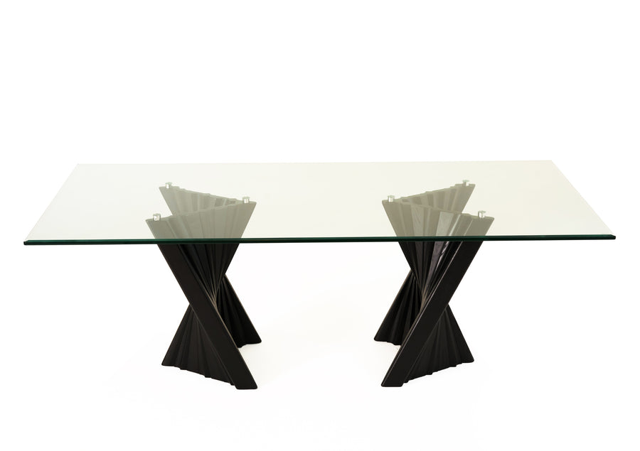 Corbin Mid-Century Black Ash  and  Glass Dining Table