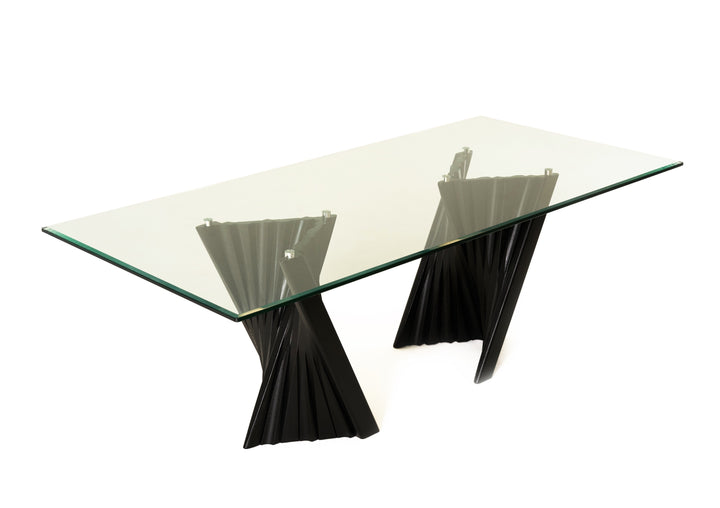 Corbin Mid-Century Black Ash  and  Glass Dining Table