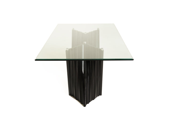 Corbin Mid-Century Black Ash  and  Glass Dining Table