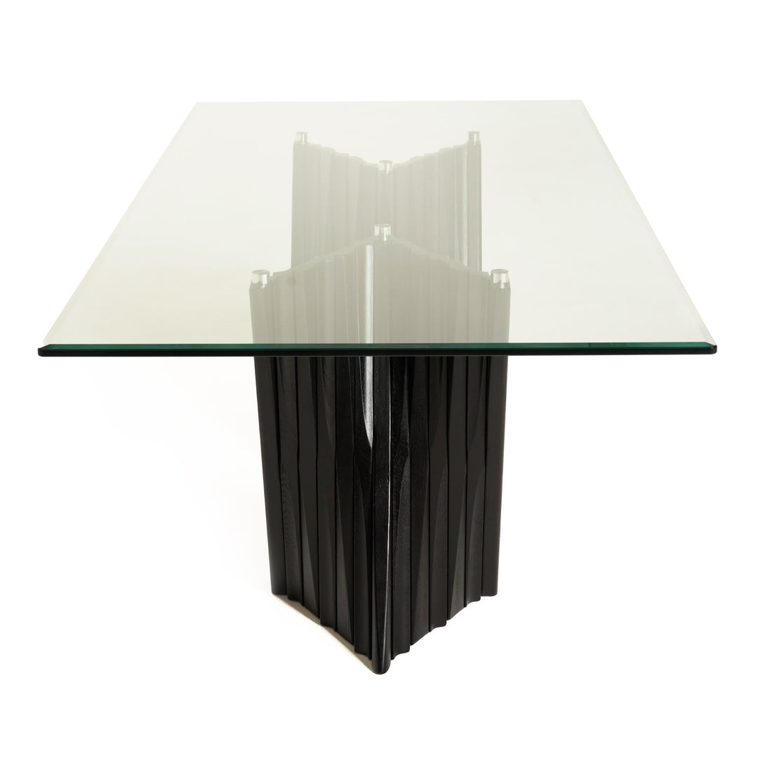 Corbin Mid-Century Black Ash & Glass Dining Table