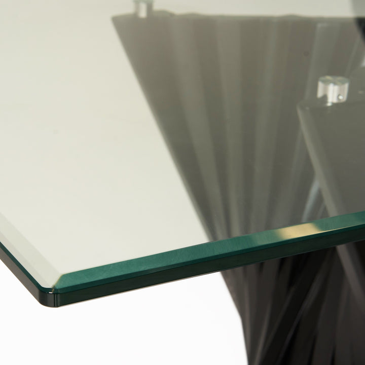 Corbin Mid-Century Black Ash &amp; Glass Dining Table