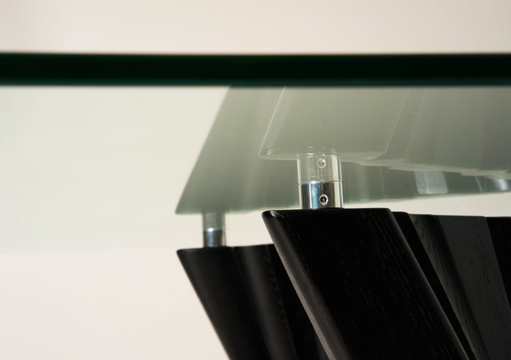 Corbin Mid-Century Black Ash  and  Glass Dining Table