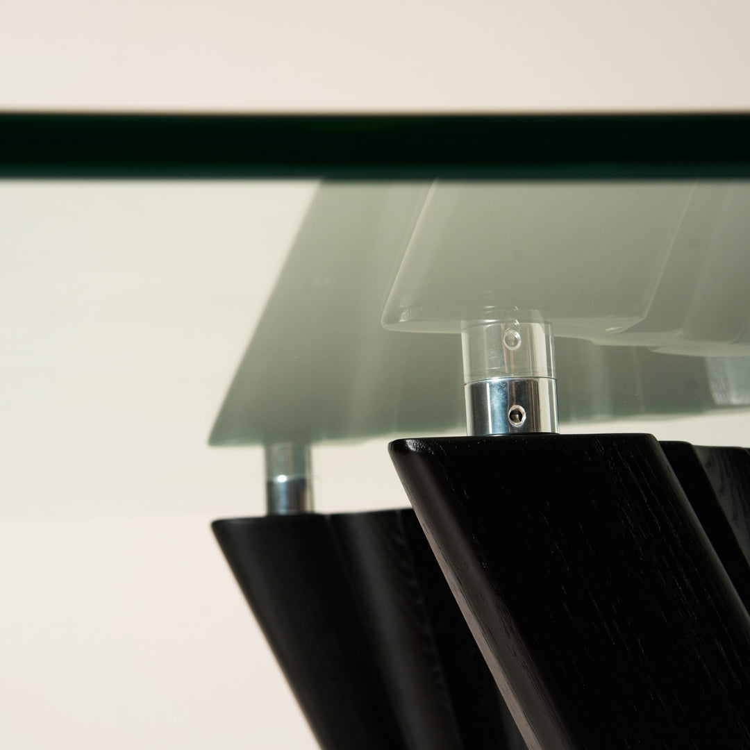 Corbin Mid-Century Black Ash & Glass Dining Table