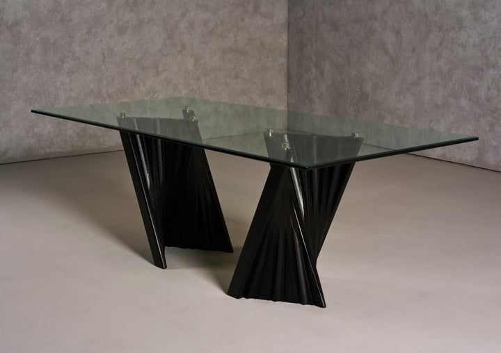 Corbin Mid-Century Black Ash  and  Glass Dining Table