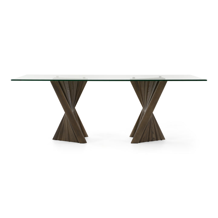 Corbin Mid-Century Grey Ash &amp; Glass Dining Table