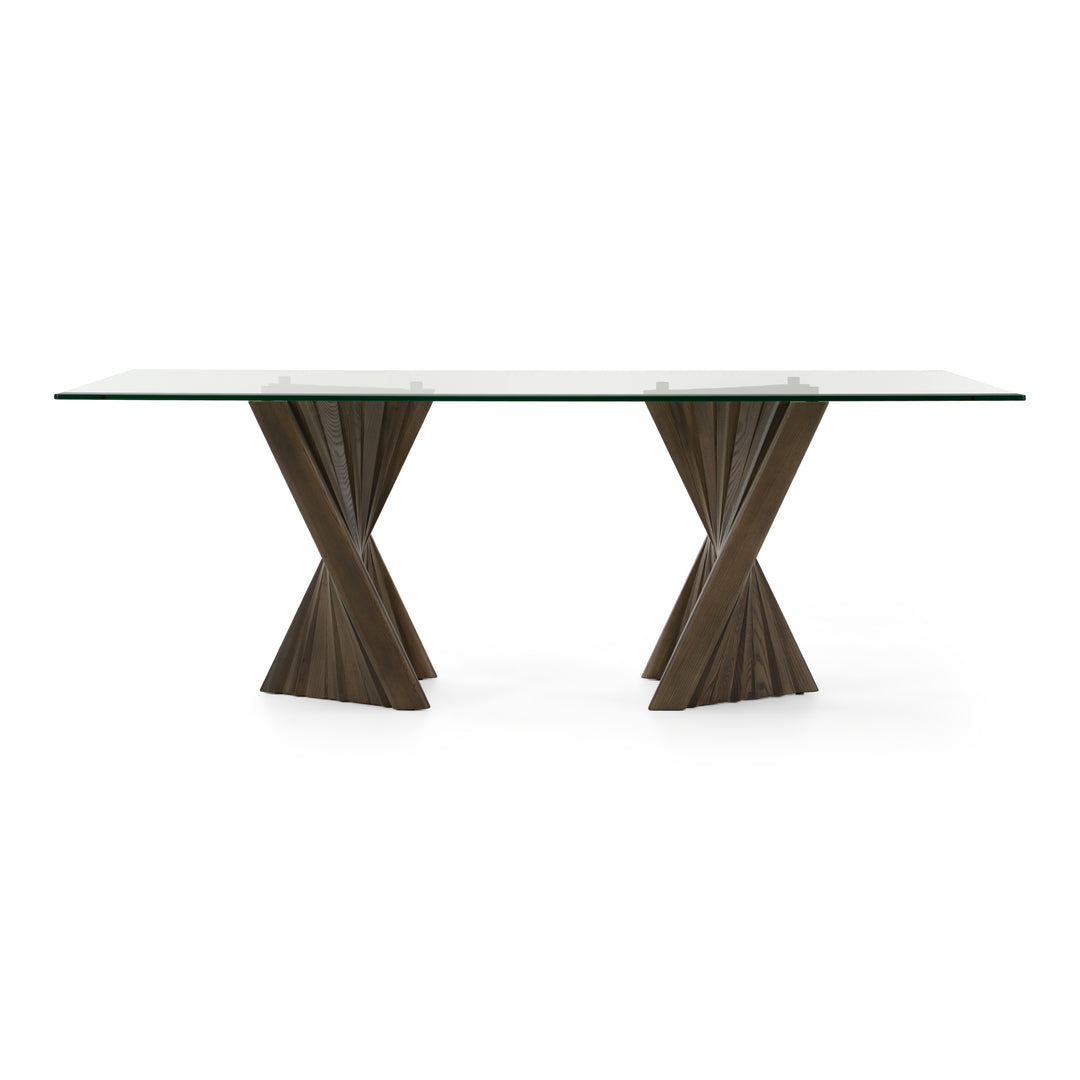 Corbin Mid-Century Grey Ash & Glass Dining Table