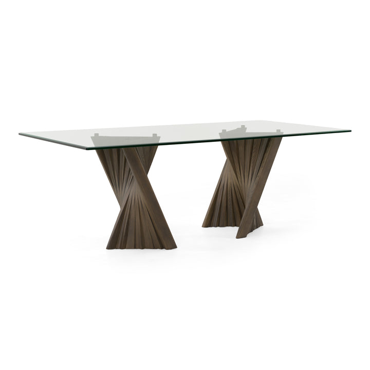 Corbin Mid-Century Grey Ash &amp; Glass Dining Table