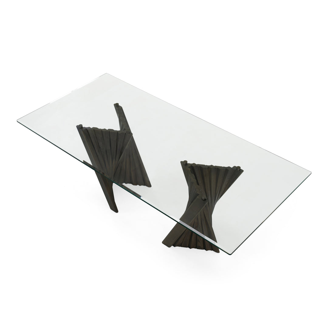 Corbin Mid-Century Grey Ash & Glass Dining Table