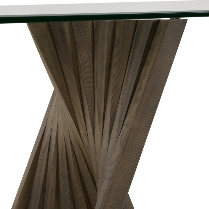 Corbin Mid-Century Grey Ash &amp; Glass Dining Table