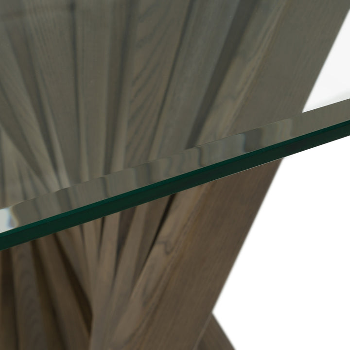 Corbin Mid-Century Grey Ash &amp; Glass Dining Table
