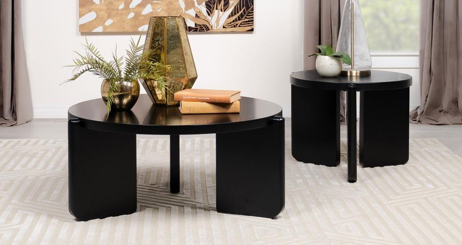 Cordova - 2 Piece Solid Wood Coffee And End Table Set - Black Table Set modern furniture Contempo Furniture