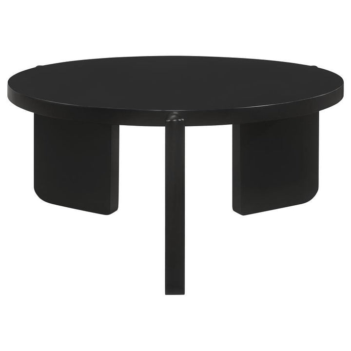Cordova - Round Solid Wood Coffee Table - Black Coffee Table modern furniture Contempo Furniture