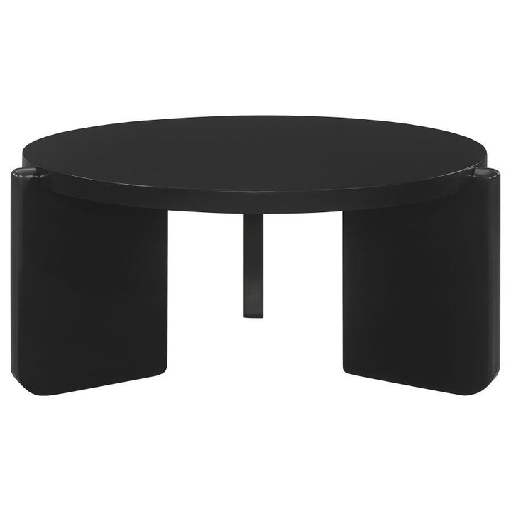 Cordova - Round Solid Wood Coffee Table - Black Coffee Table modern furniture Contempo Furniture