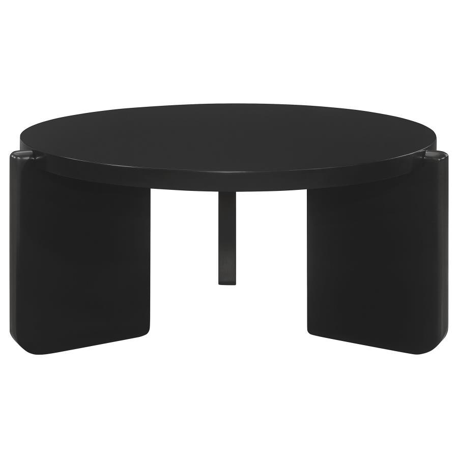 Cordova - Round Solid Wood Coffee Table - Black Coffee Table modern furniture Contempo Furniture