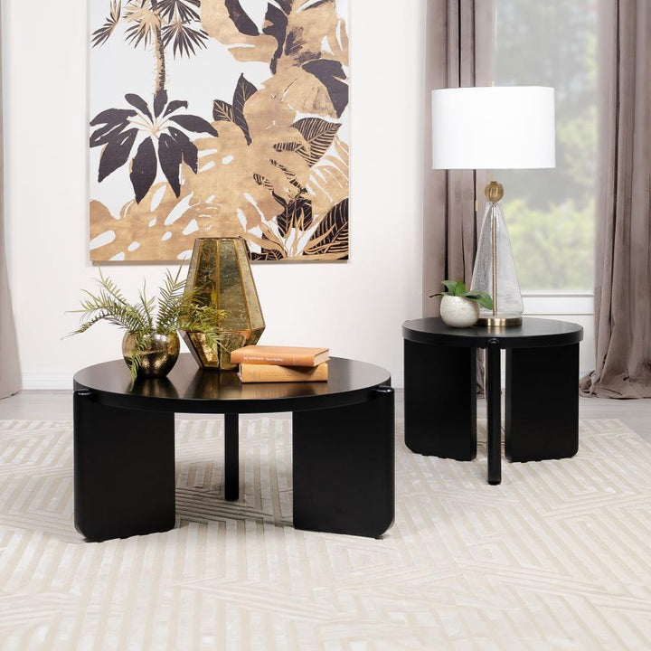 Cordova - Round Solid Wood Coffee Table - Black Coffee Table modern furniture Contempo Furniture