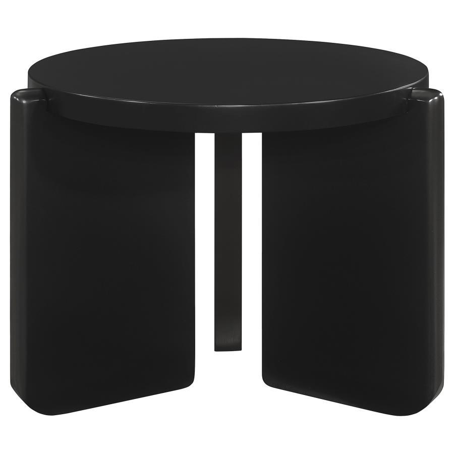 Cordova - Round Solid Wood End Table - Black End Table modern furniture Contempo Furniture