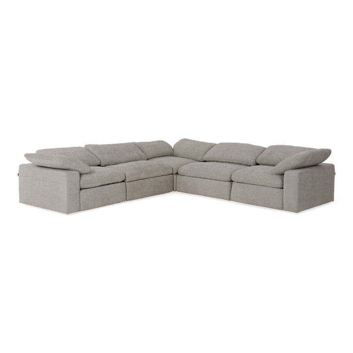 Corinth - Modern Grey Fabric Sectional Sofa with 3 Power Recliners