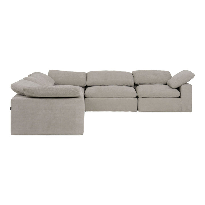 Corinth - Modern Grey Fabric Sectional Sofa with 3 Power Recliners