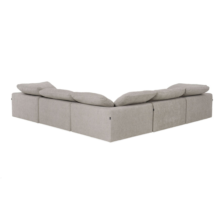 Corinth - Modern Grey Fabric Sectional Sofa with 3 Power Recliners