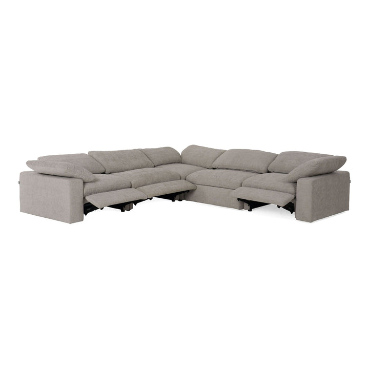 Corinth - Modern Grey Fabric Sectional Sofa with 3 Power Recliners