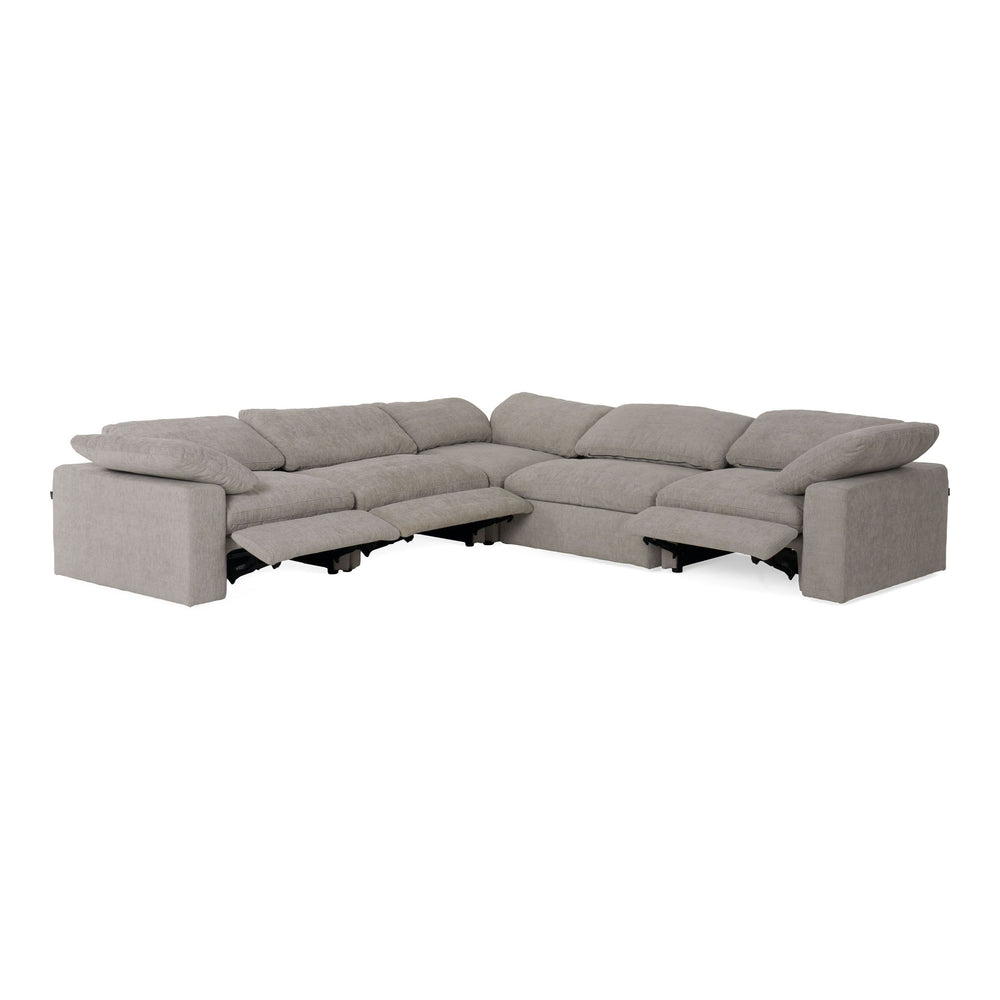 Corinth - Modern Grey Fabric Sectional Sofa with 3 Power Recliners - View 10