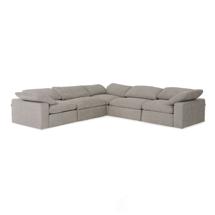 Corinth - Modern Grey Fabric Sectional Sofa with 3 Power Recliners