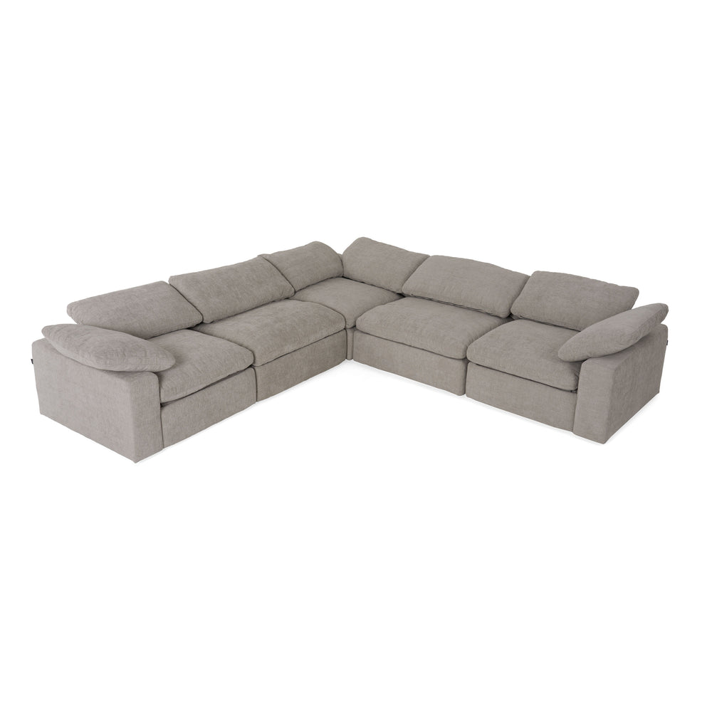 Corinth - Modern Grey Fabric Sectional Sofa with 3 Power Recliners