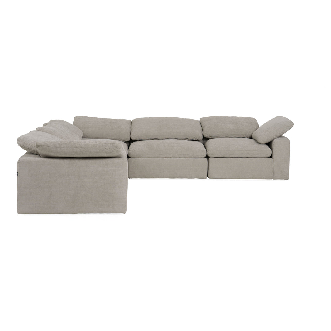 Corinth - Modern Grey Fabric Sectional Sofa with 3 Power Recliners