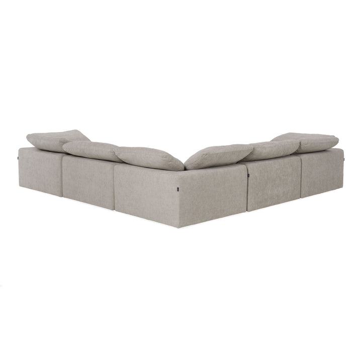 Corinth - Modern Grey Fabric Sectional Sofa with 3 Power Recliners