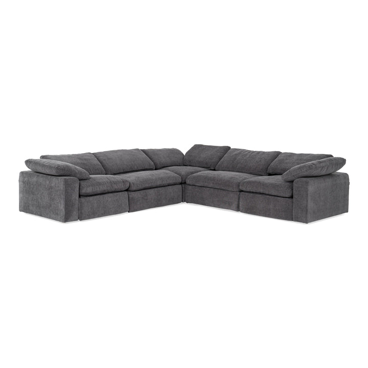 Corinth - Modern Dark Grey Fabric Sectional Sofa with 3 Power Recliners