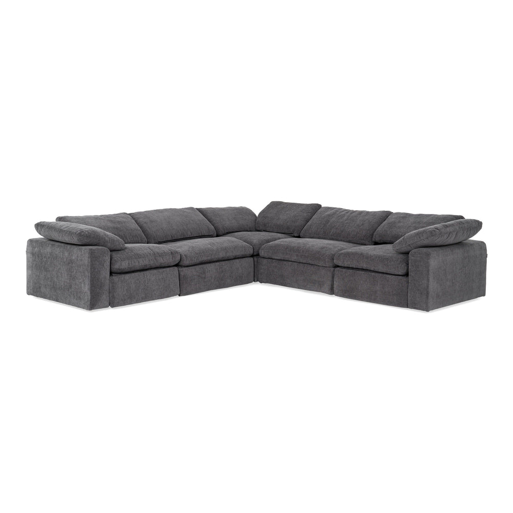 Corinth - Modern Dark Grey Fabric Sectional Sofa with 3 Power Recliners