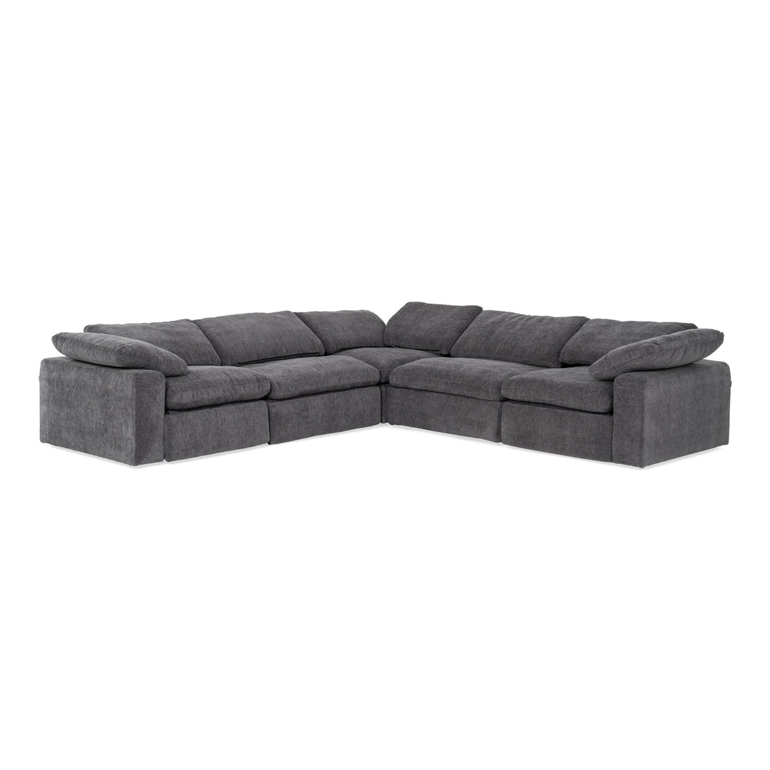 Corinth - Modern Dark Grey Fabric Sectional Sofa with 3 Power Recliners