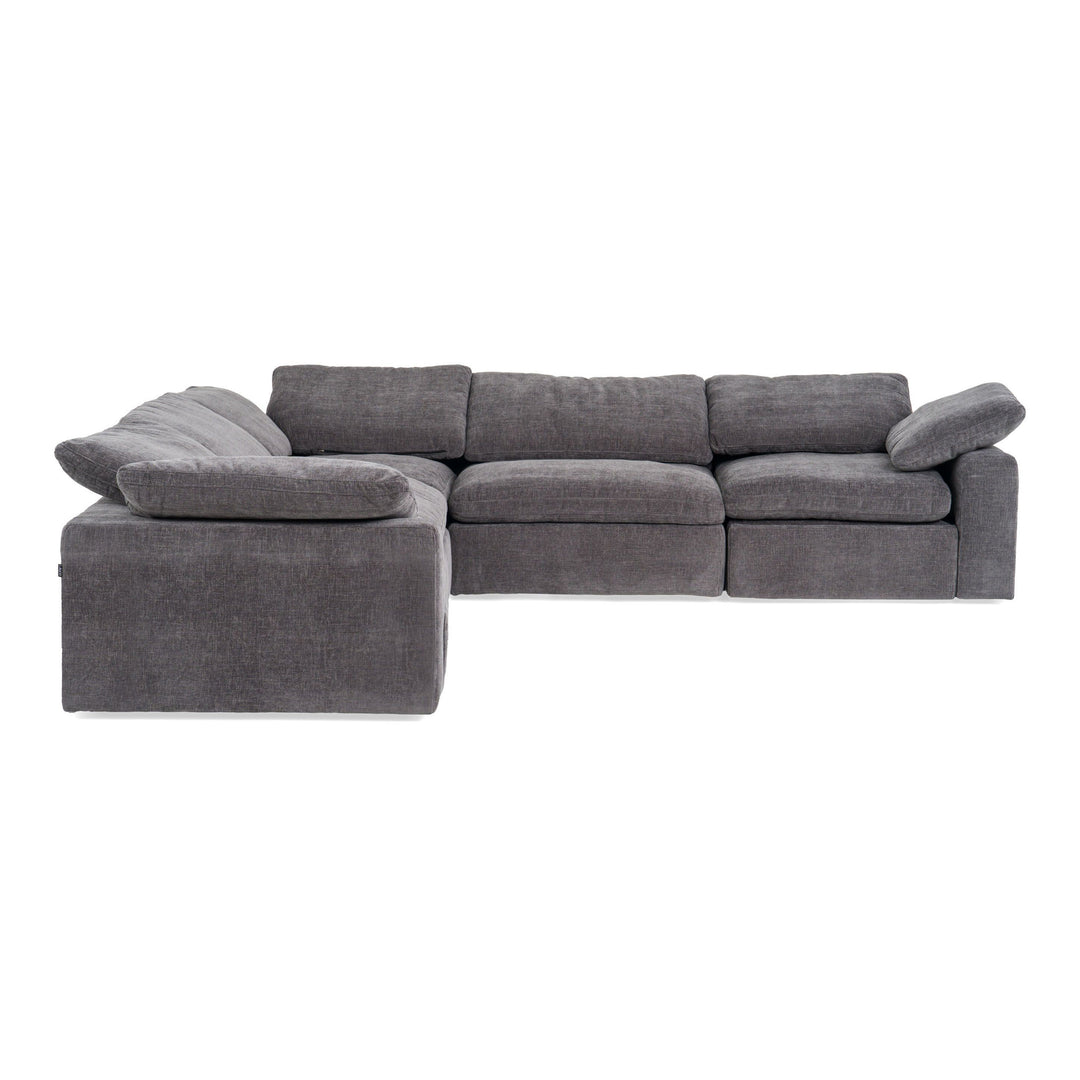 Corinth - Modern Dark Grey Fabric Sectional Sofa with 3 Power Recliners