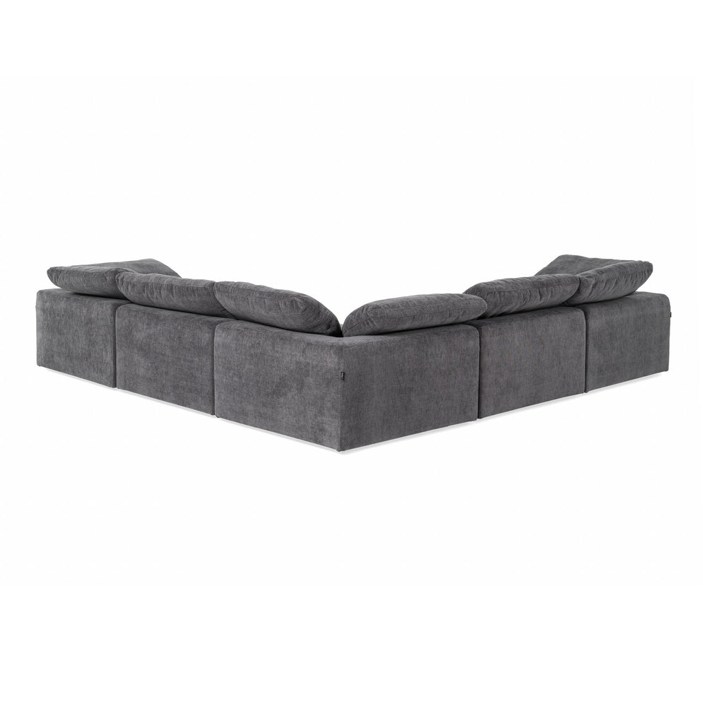 Corinth - Modern Dark Grey Fabric Sectional Sofa with 3 Power Recliners - View 11