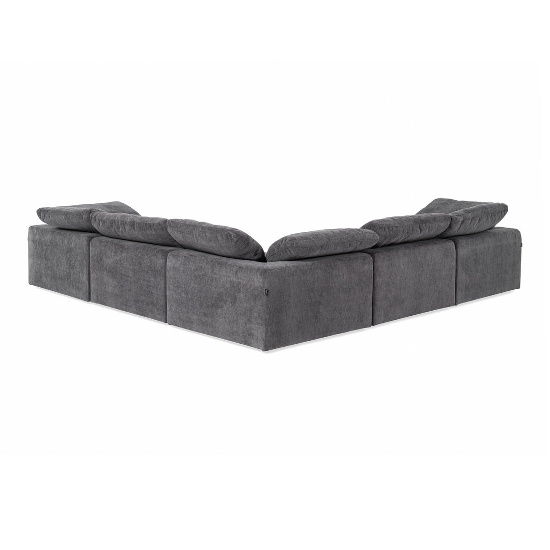 Corinth - Modern Dark Grey Fabric Sectional Sofa with 3 Power Recliners