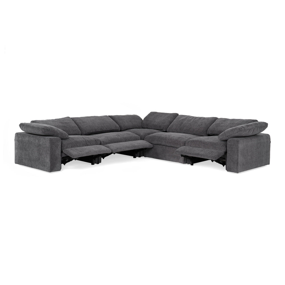 Corinth - Modern Dark Grey Fabric Sectional Sofa with 3 Power Recliners - View 12
