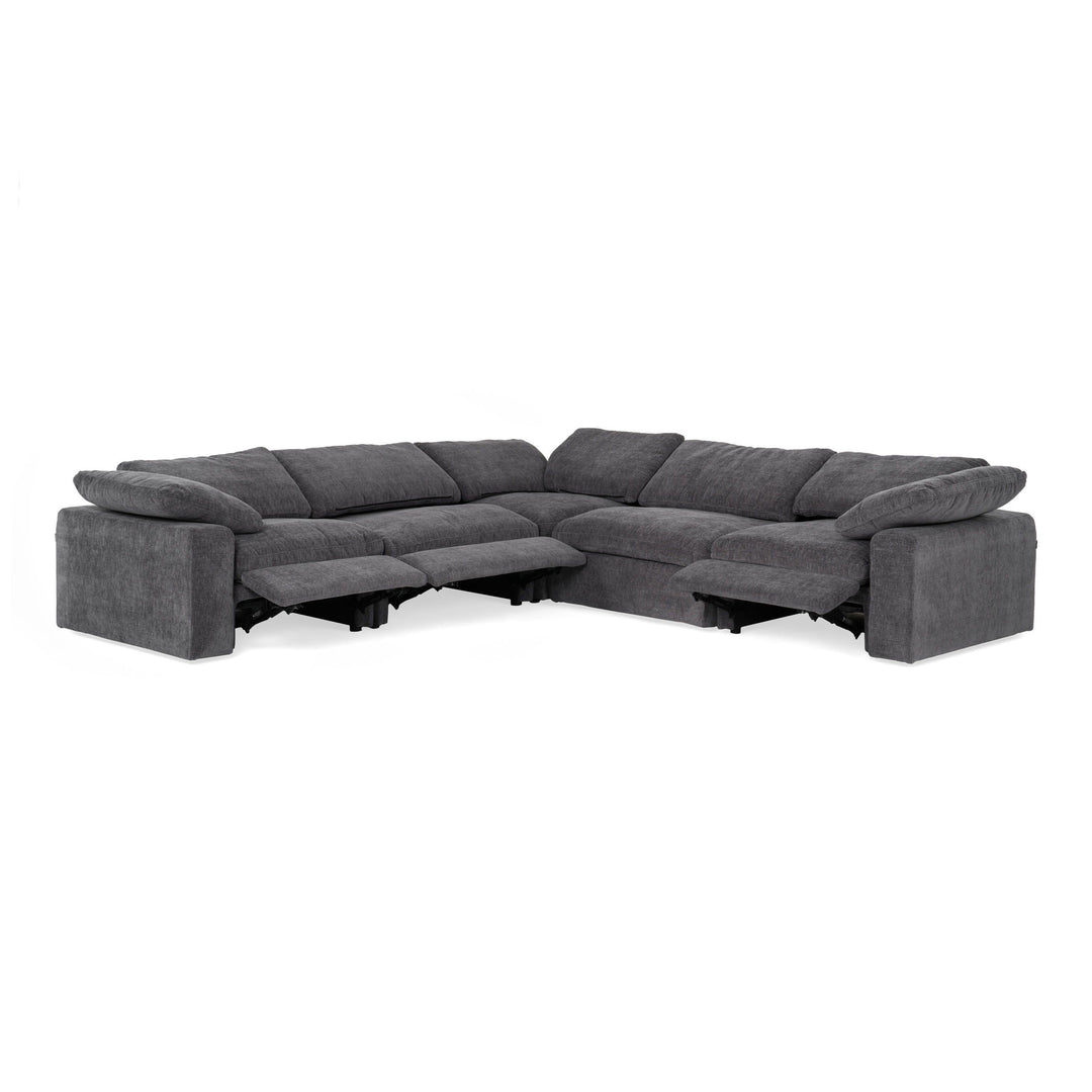 Corinth - Modern Dark Grey Fabric Sectional Sofa with 3 Power Recliners