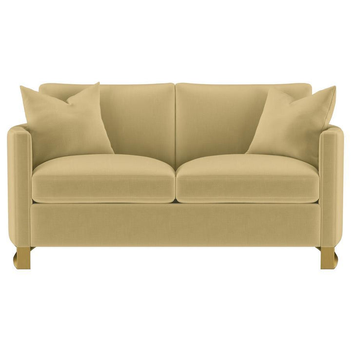 Corliss - 2 Piece Velvet Upholstered Sofa Set - Camel Stationary Sofa &amp; Loveseat modern furniture Contempo Furniture