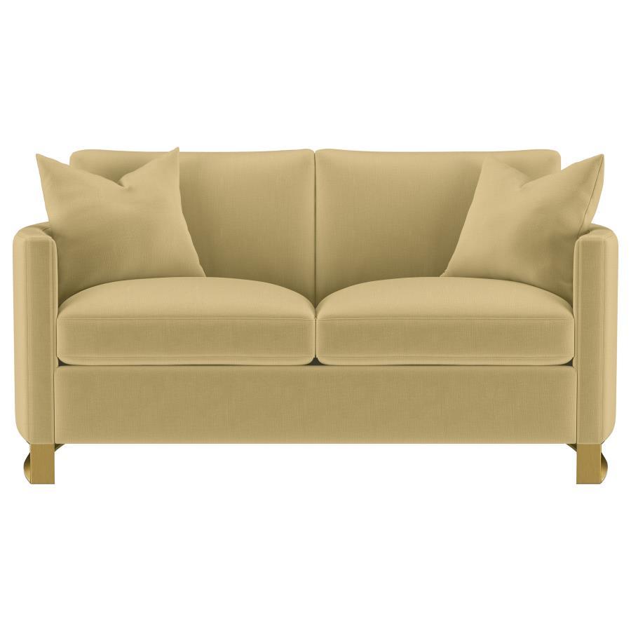 Corliss - 2 Piece Velvet Upholstered Sofa Set - Camel Stationary Sofa & Loveseat modern furniture Contempo Furniture
