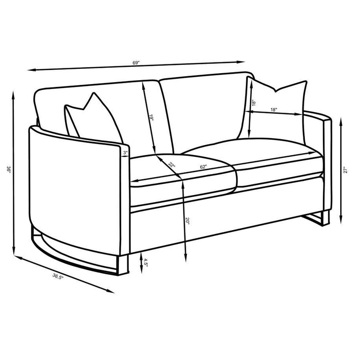 Corliss - 2 Piece Velvet Upholstered Sofa Set - Camel Stationary Sofa &amp; Loveseat modern furniture Contempo Furniture
