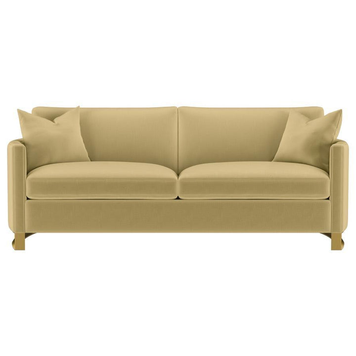 Corliss - 2 Piece Velvet Upholstered Sofa Set - Camel Stationary Sofa &amp; Loveseat modern furniture Contempo Furniture
