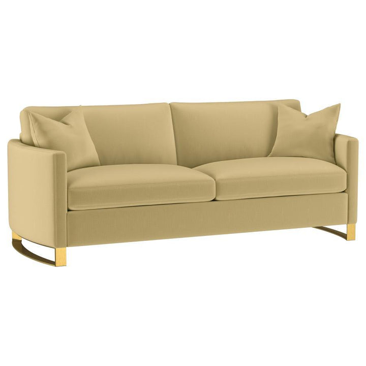 Corliss - 2 Piece Velvet Upholstered Sofa Set - Camel Stationary Sofa &amp; Loveseat modern furniture Contempo Furniture