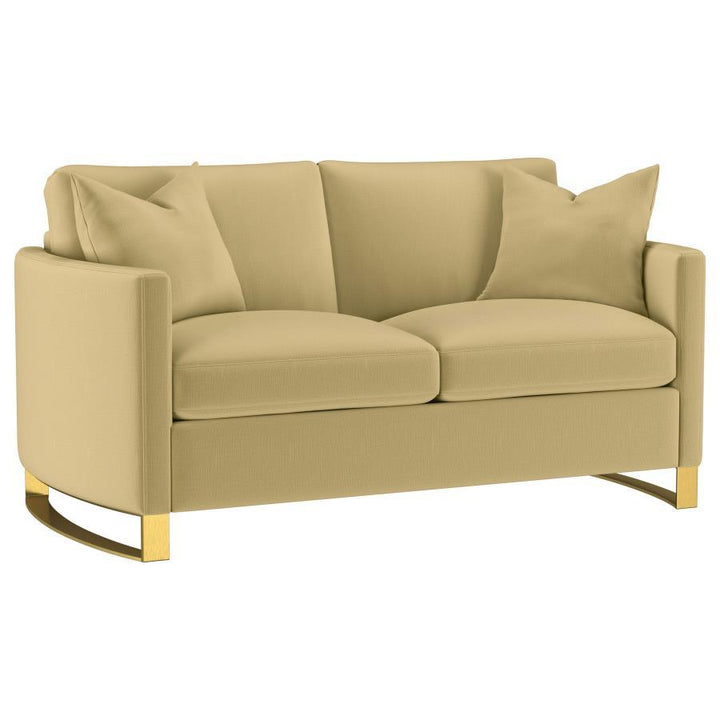 Corliss - 2 Piece Velvet Upholstered Sofa Set - Camel Stationary Sofa &amp; Loveseat modern furniture Contempo Furniture